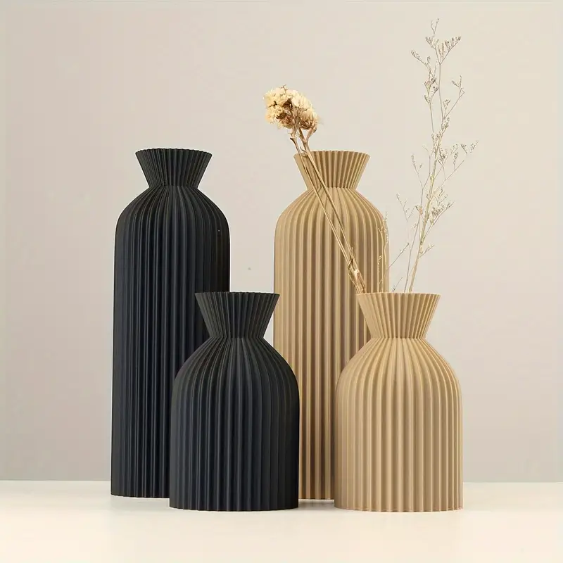 3D Printing Vase - مزهرية بلاستيكية سوداء أنيقة - قطعة